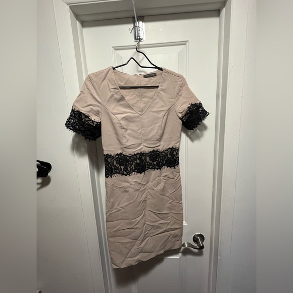 Cream Dress with Black Lace - Picture 2 of 9